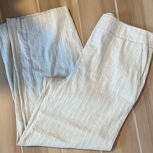 NWT Chico's khaki with gold and white Striped Wideleg Pants